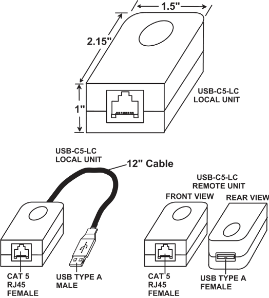 Extendeur USB via CAT5 (USB-C5-LC)
